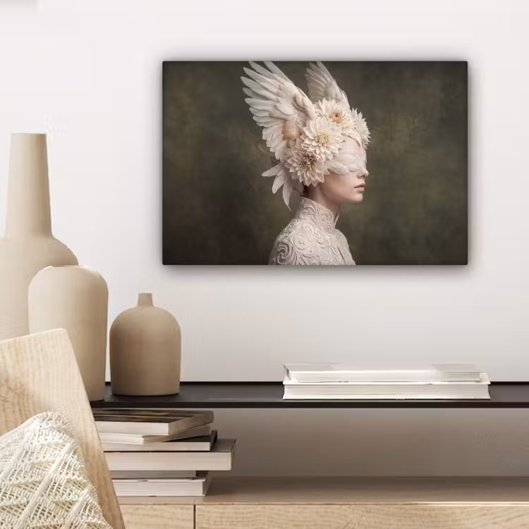 Canvas schilderij - Vleugels - Vrouw - Wit — 5