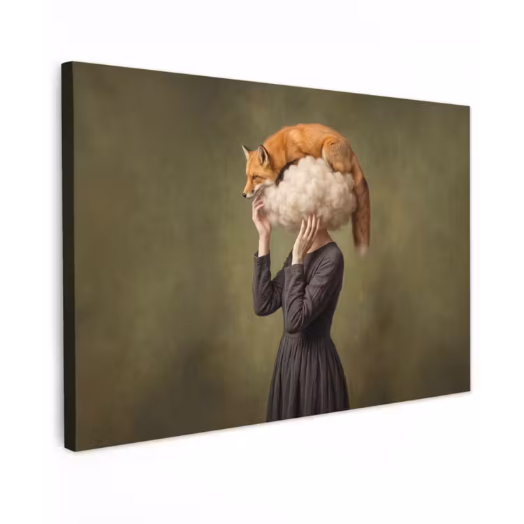 Canvas schilderij - Vos - Surrealistisch - Groen — 1