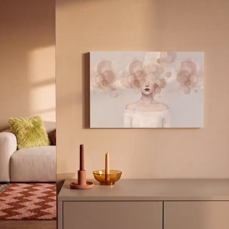 Canvas schilderij - Vrouw - Cirkels - Beige — 2