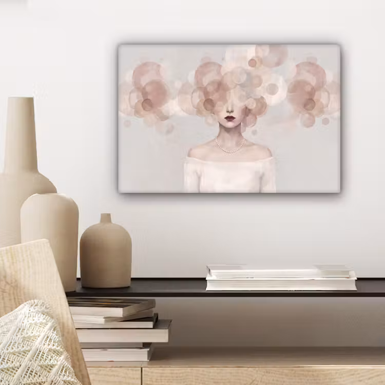Canvas schilderij - Vrouw - Cirkels - Beige — 5