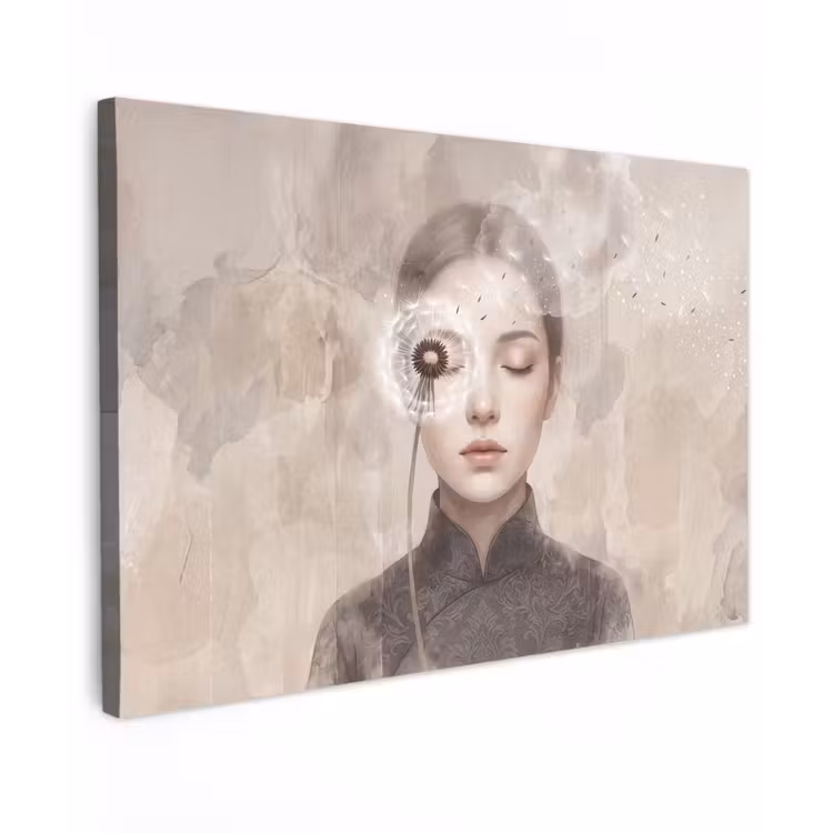 Canvas schilderij - Vrouw - Sereen - Grijs — 1