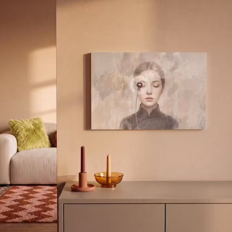 Canvas schilderij - Vrouw - Sereen - Grijs — 2