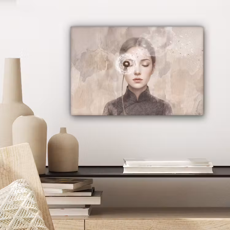 Canvas schilderij - Vrouw - Sereen - Grijs — 5
