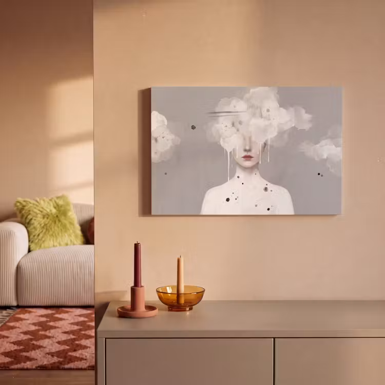Canvas schilderij - Vrouw - Wolk - Grijs — 2