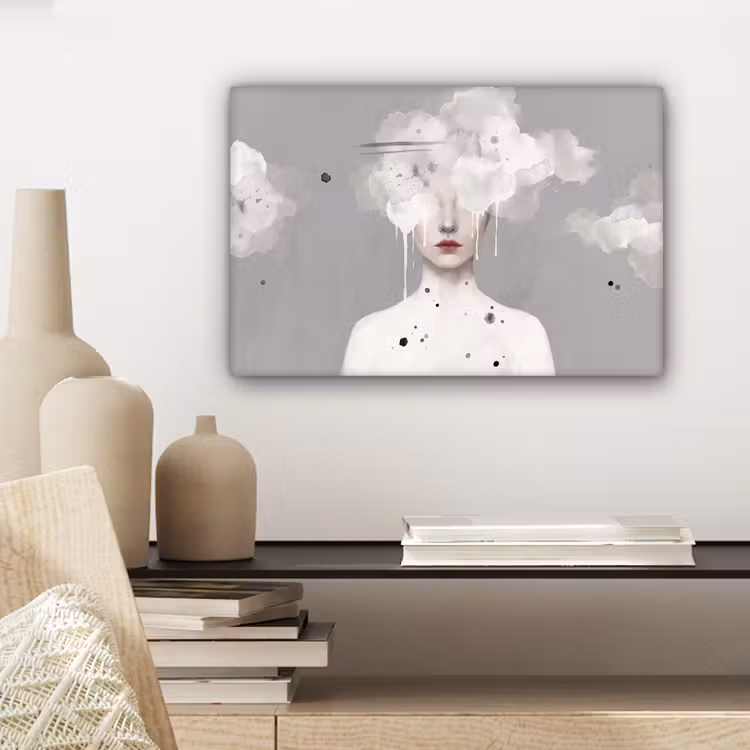 Canvas schilderij - Vrouw - Wolk - Grijs — 5