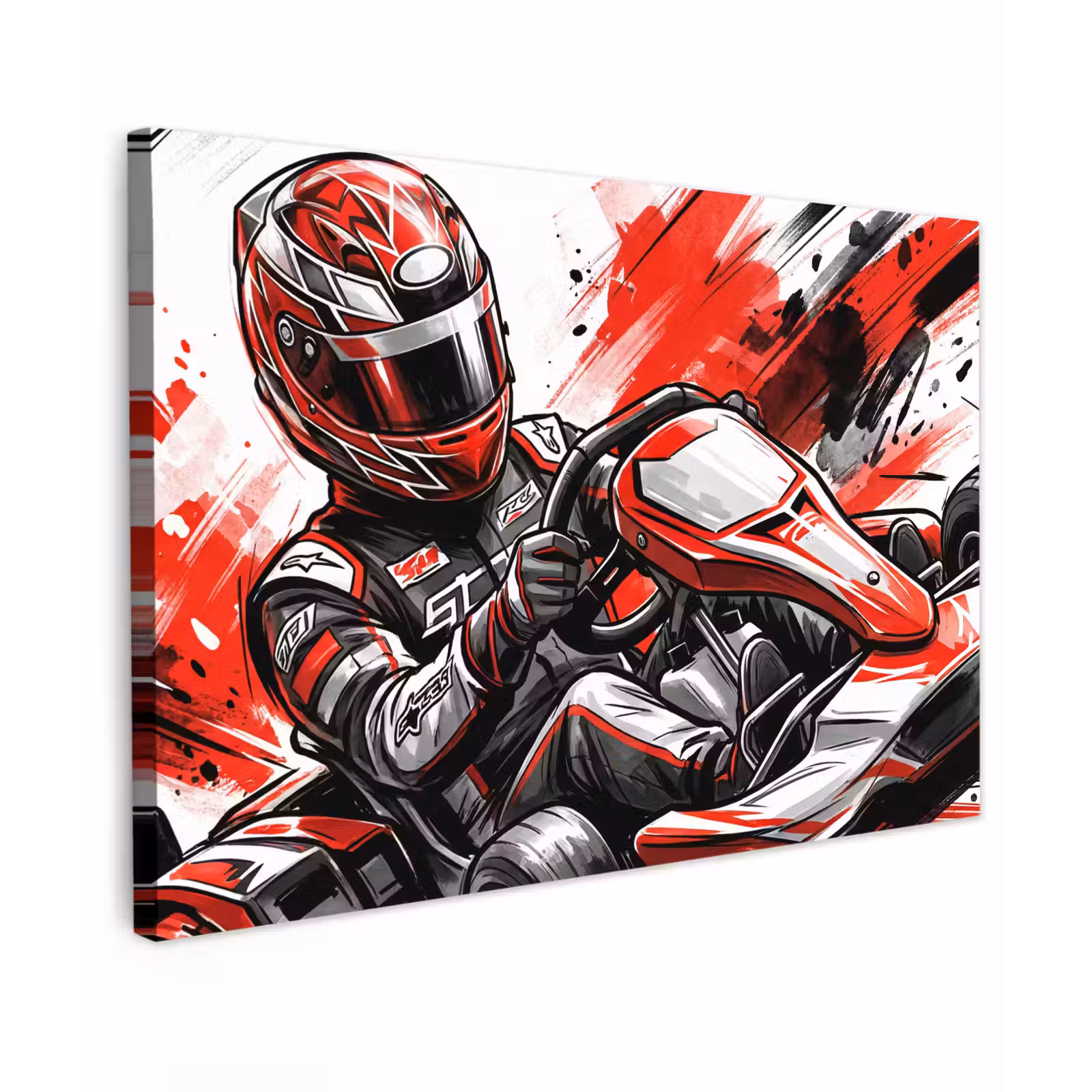 Canvas schilderij - Kart - Coureur - Snelheid - Rood — 1