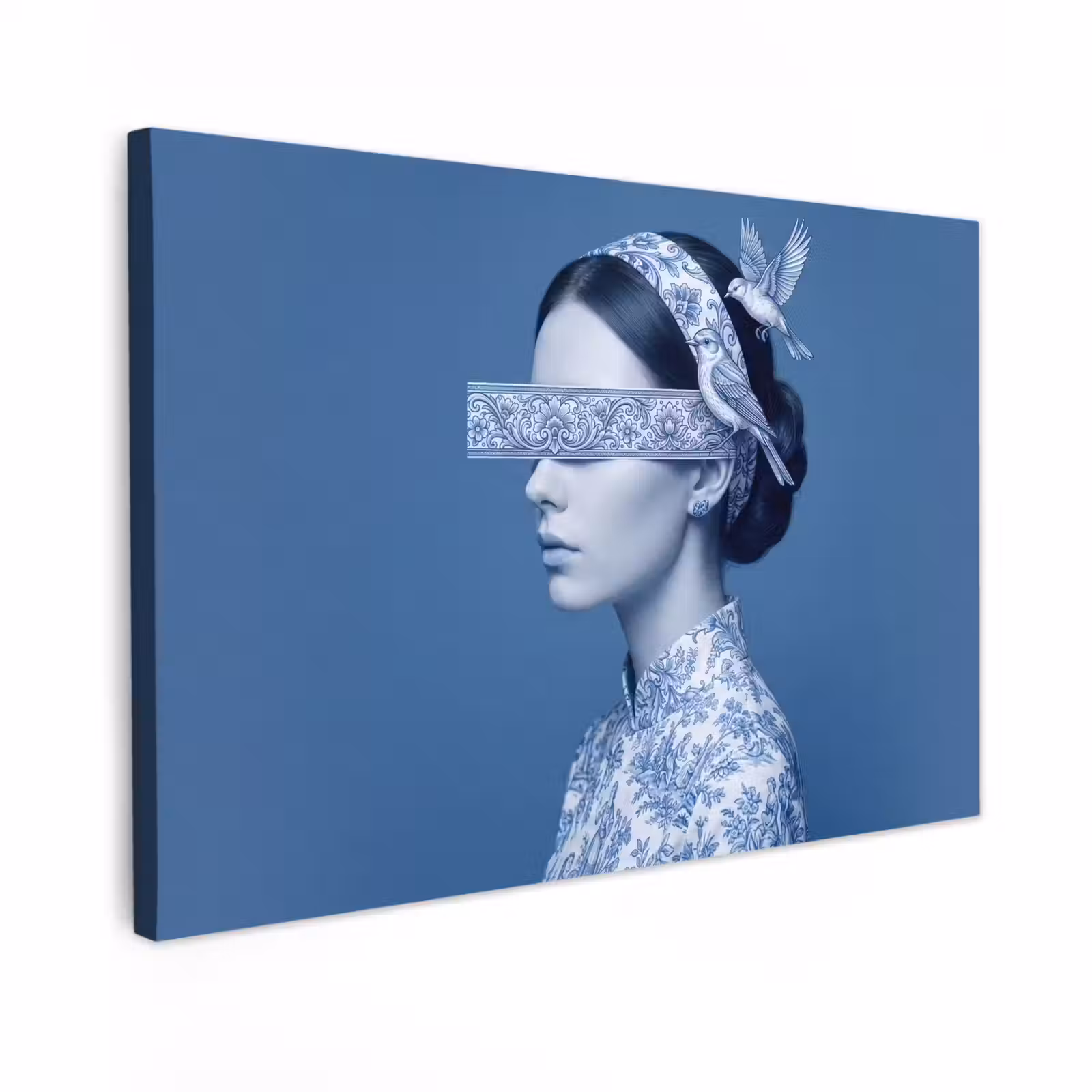 Canvas schilderij - Portret - Klassiek - Wit - Blauw — 1