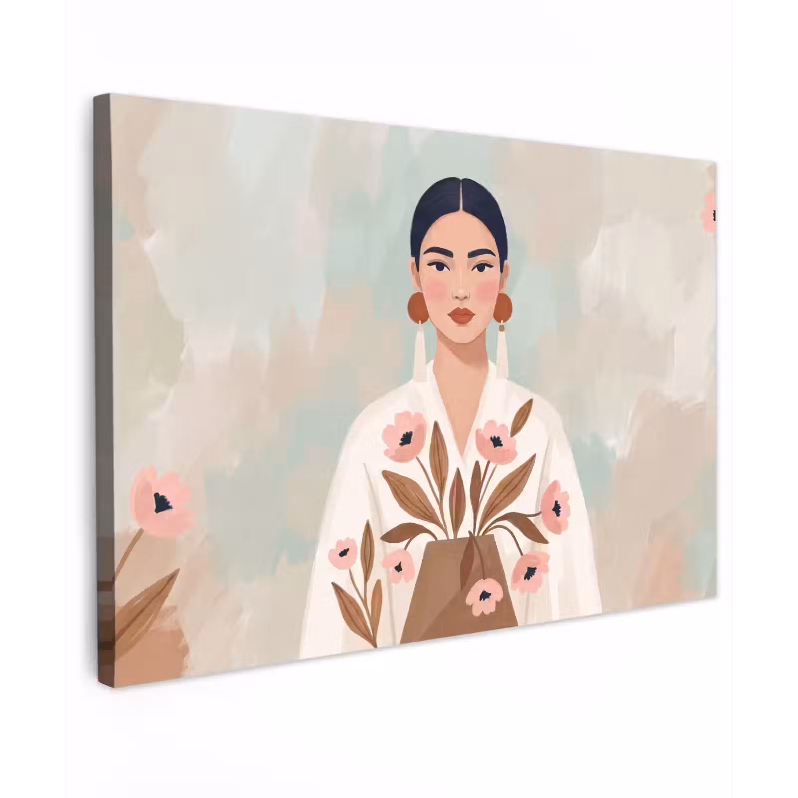 Canvas schilderij - Vrouw - Kimono - Pastel — 1