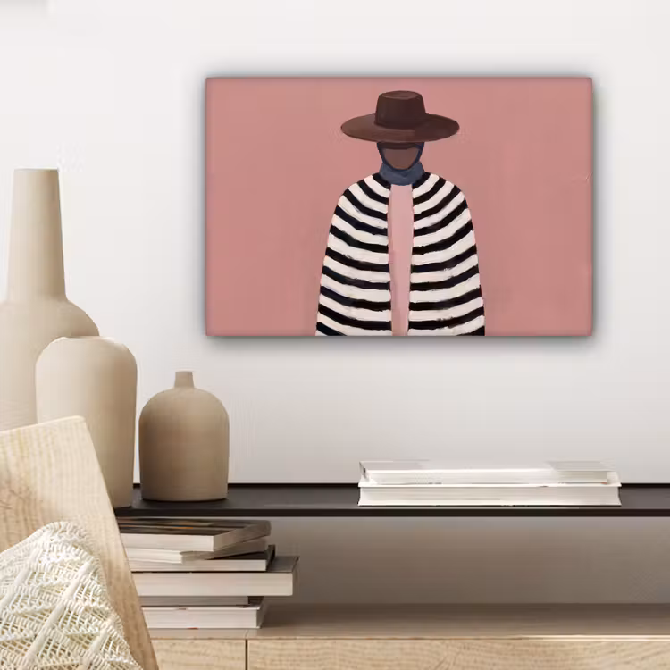 Canvas schilderij - Grafisch - Vrouw - Roze — 5