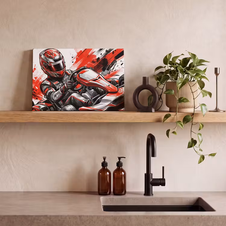 Canvas schilderij - Kart - Coureur - Snelheid - Rood — 3