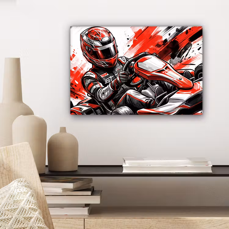 Canvas schilderij - Kart - Coureur - Snelheid - Rood — 5
