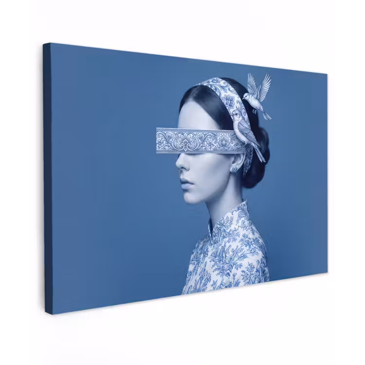 Canvas schilderij - Portret - Klassiek - Wit - Blauw — 1