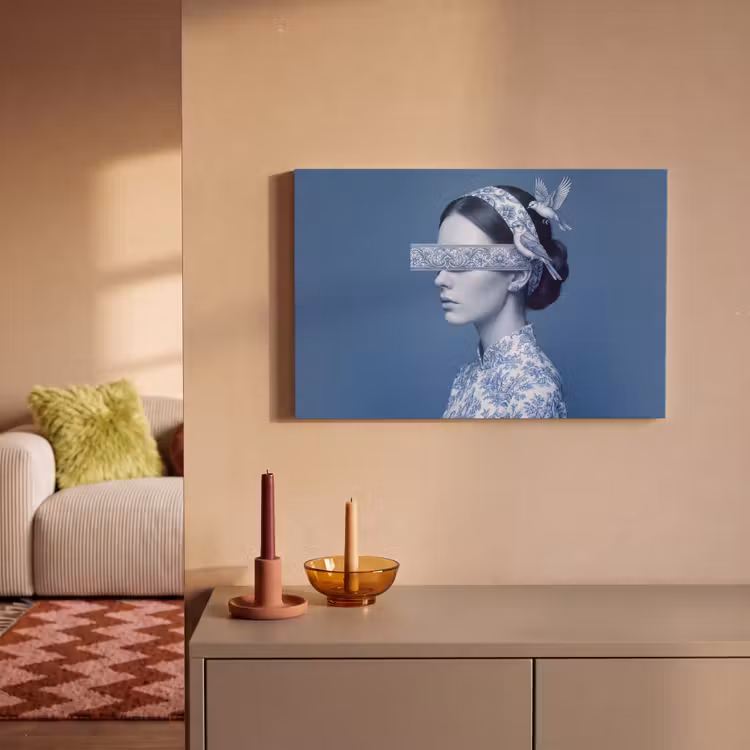Canvas schilderij - Portret - Klassiek - Wit - Blauw — 2
