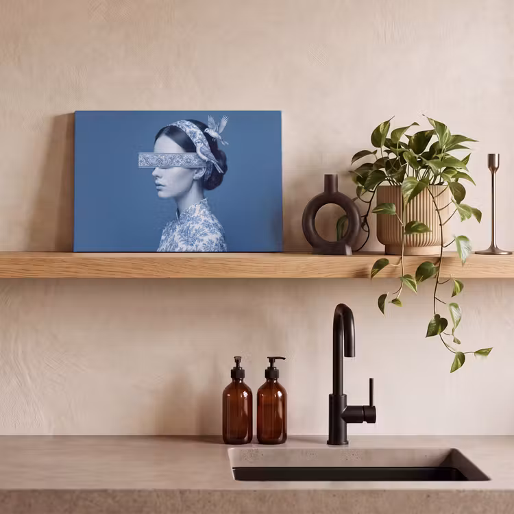 Canvas schilderij - Portret - Klassiek - Wit - Blauw — 3