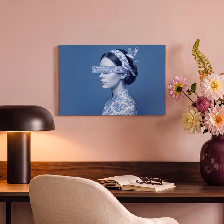 Canvas schilderij - Portret - Klassiek - Wit - Blauw — 4