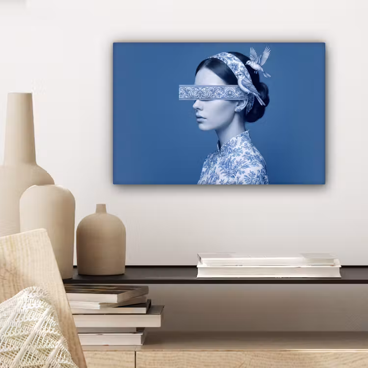 Canvas schilderij - Portret - Klassiek - Wit - Blauw — 5