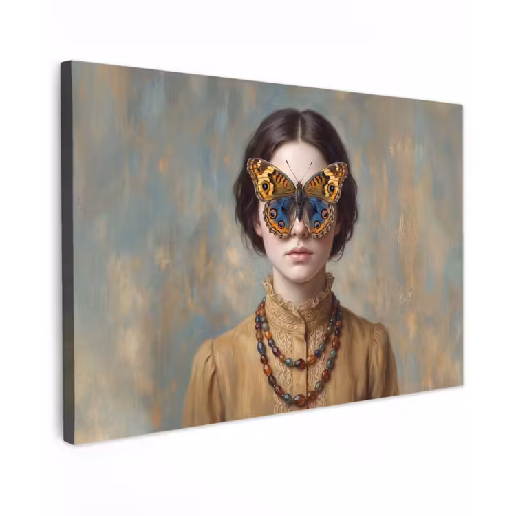 Canvas schilderij - Portret - Vlinder - Kleurrijk — 1