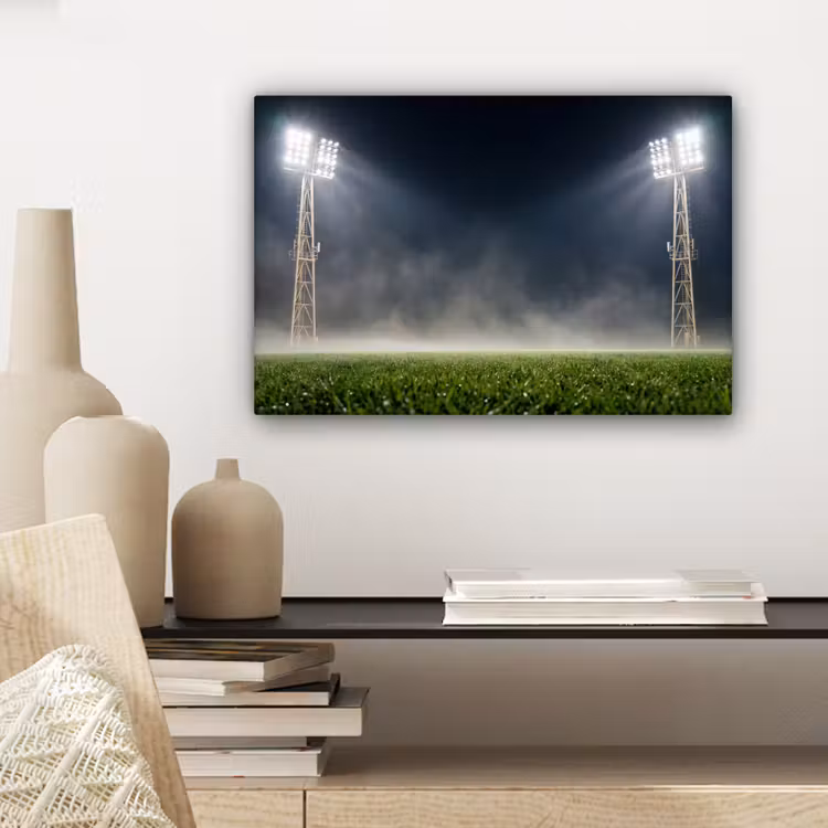 Canvas schilderij - Stadion - Lichtmast - Sport - Nacht — 5