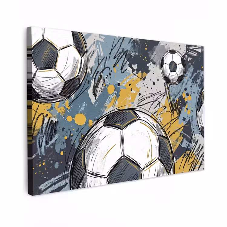 Canvas schilderij - Voetbal - Abstract - Sport - Kleurrijk — 1