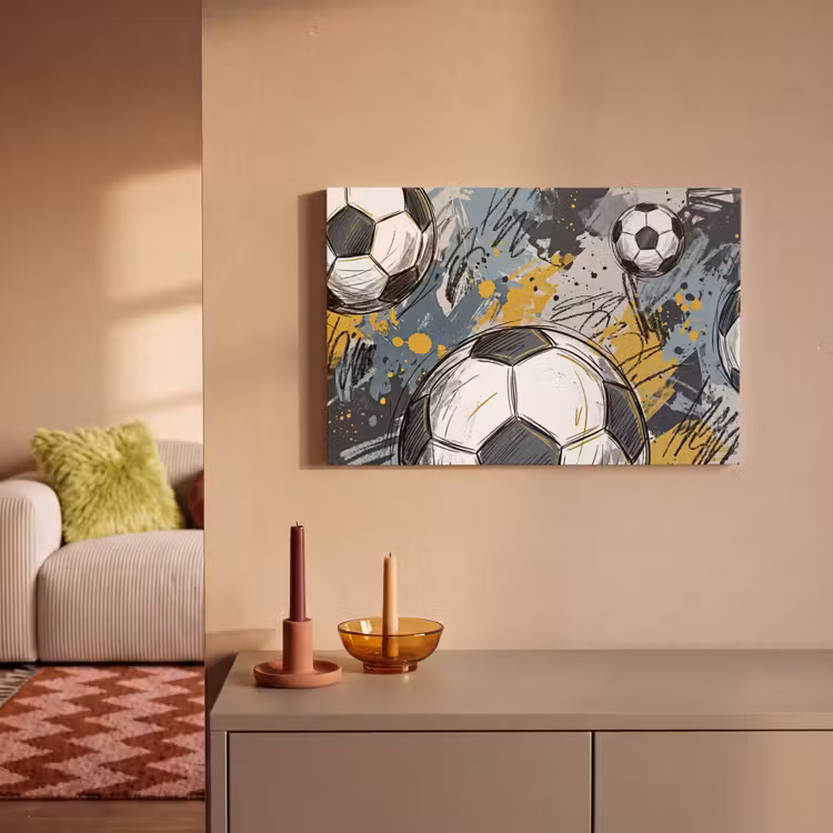 Canvas schilderij - Voetbal - Abstract - Sport - Kleurrijk — 2