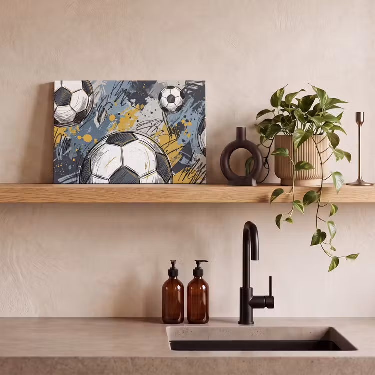 Canvas schilderij - Voetbal - Abstract - Sport - Kleurrijk — 3