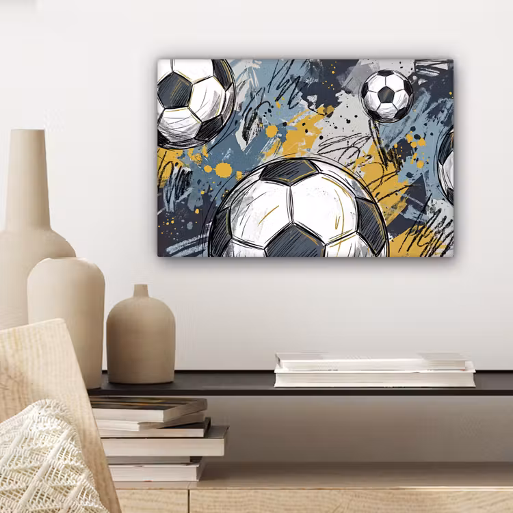 Canvas schilderij - Voetbal - Abstract - Sport - Kleurrijk — 5