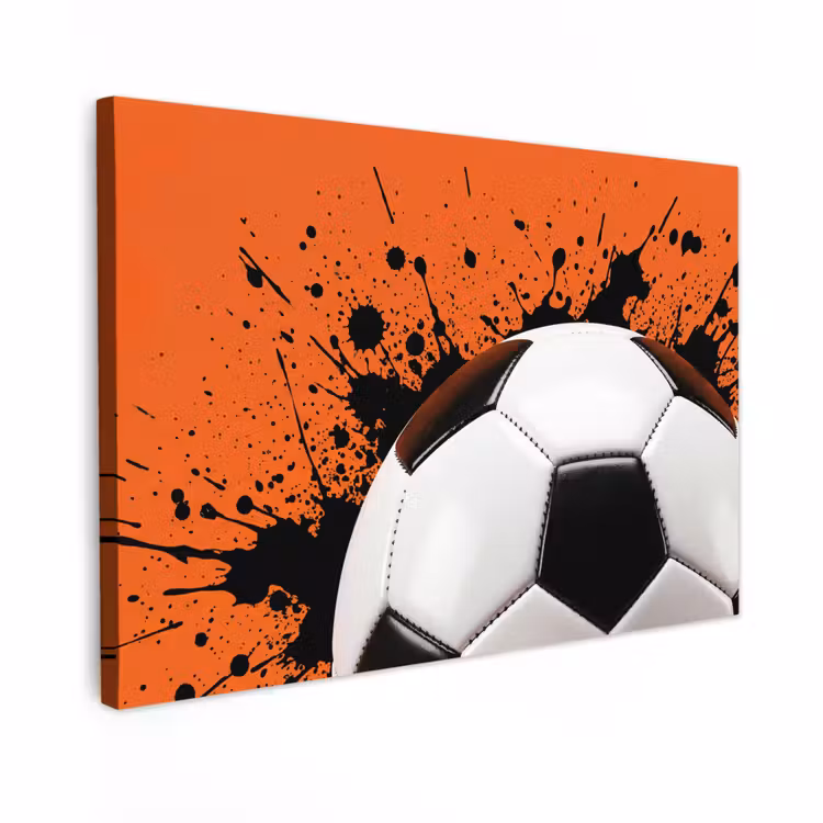 Canvas schilderij - Voetbal - Verf - Sport - Oranje — 1
