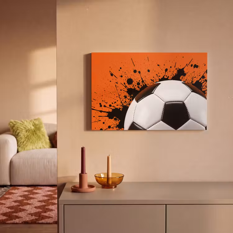 Canvas schilderij - Voetbal - Verf - Sport - Oranje — 2