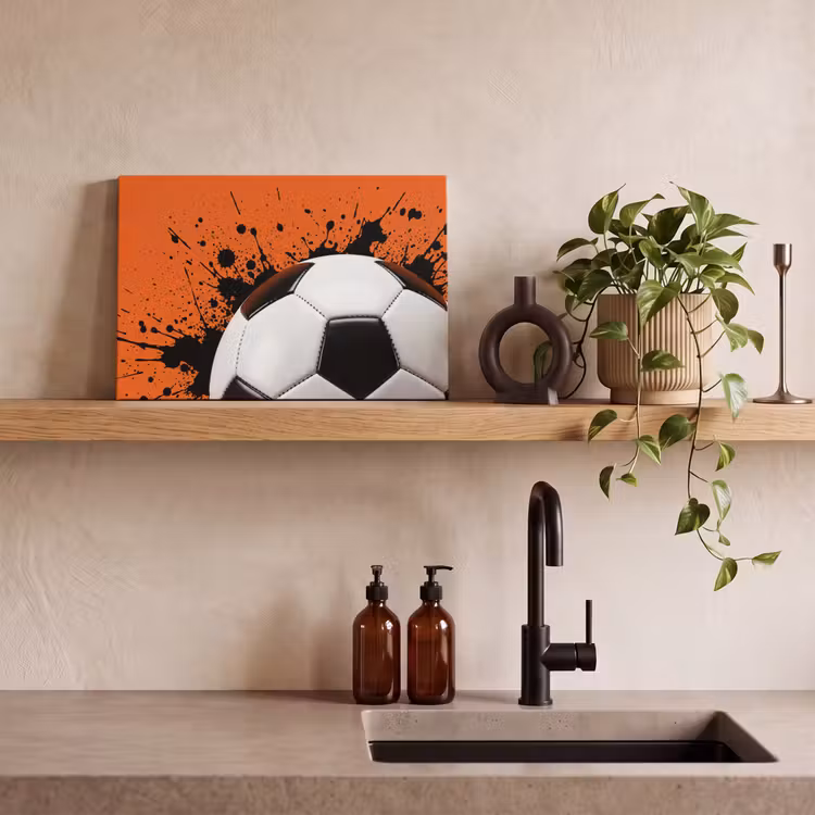 Canvas schilderij - Voetbal - Verf - Sport - Oranje — 3