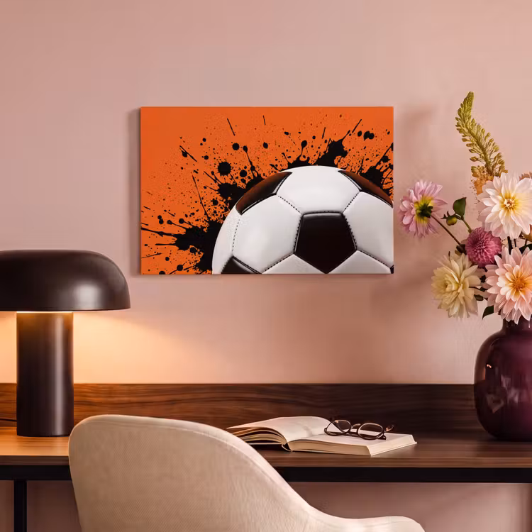Canvas schilderij - Voetbal - Verf - Sport - Oranje — 4