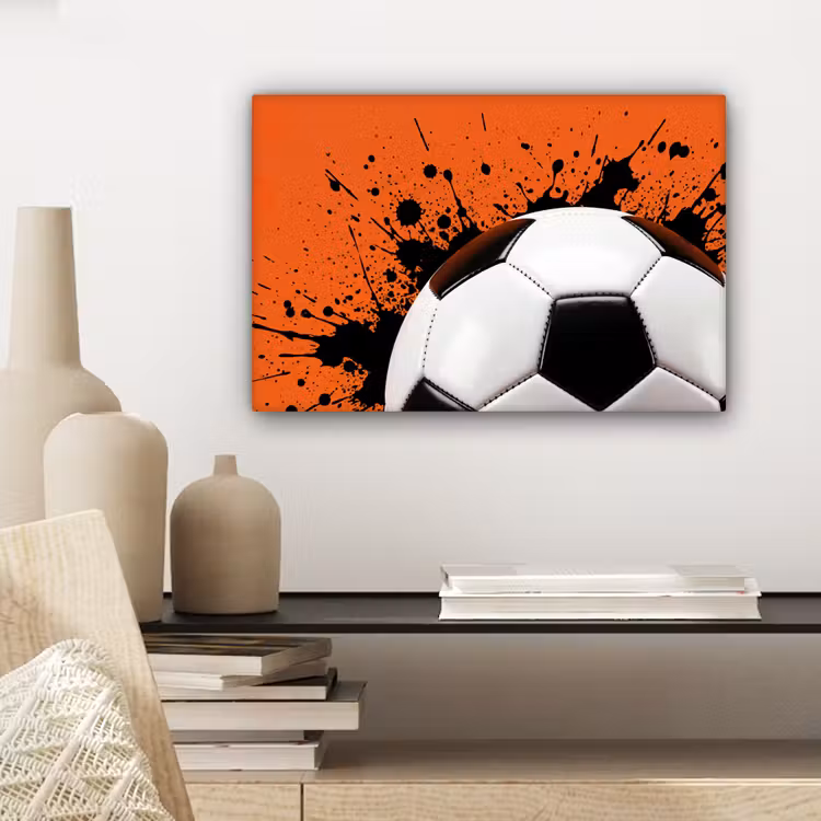 Canvas schilderij - Voetbal - Verf - Sport - Oranje — 5