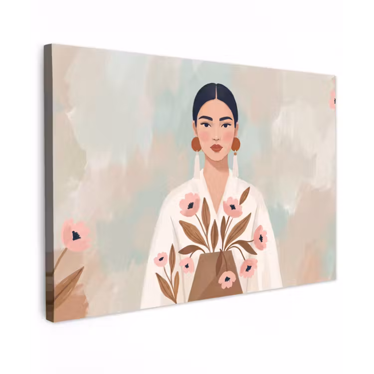 Canvas schilderij - Vrouw - Kimono - Pastel — 1