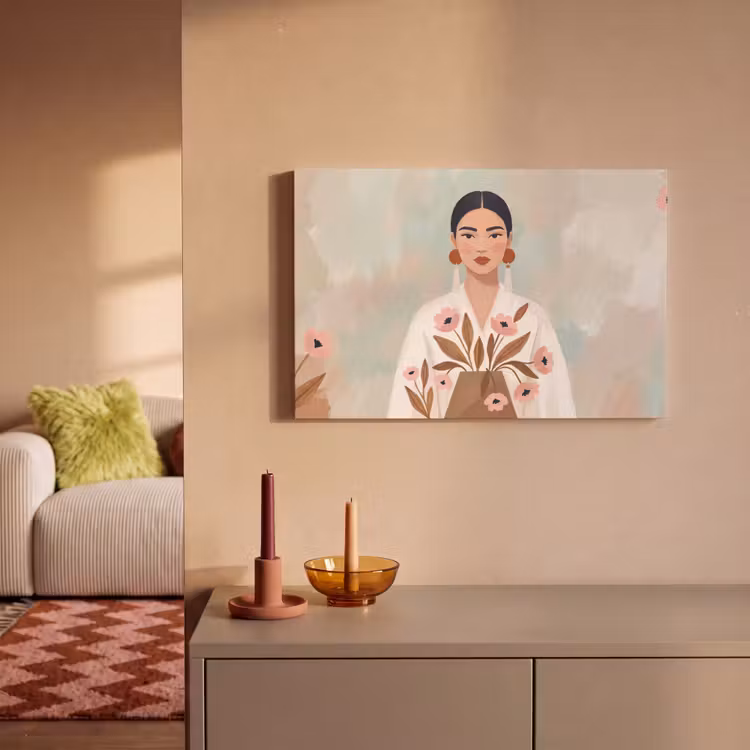 Canvas schilderij - Vrouw - Kimono - Pastel — 2