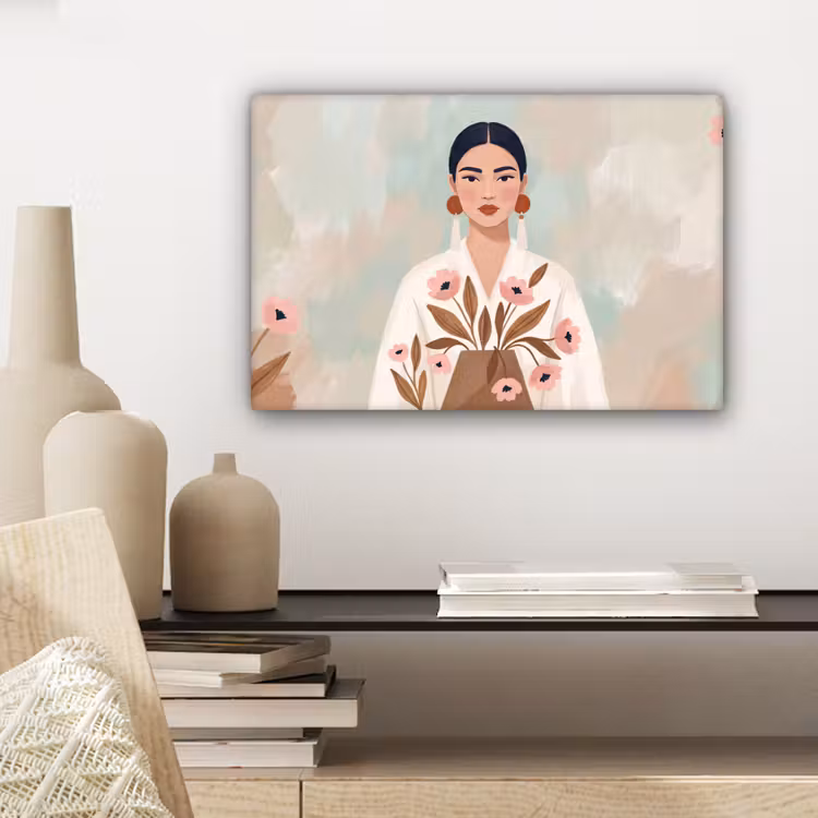 Canvas schilderij - Vrouw - Kimono - Pastel — 5