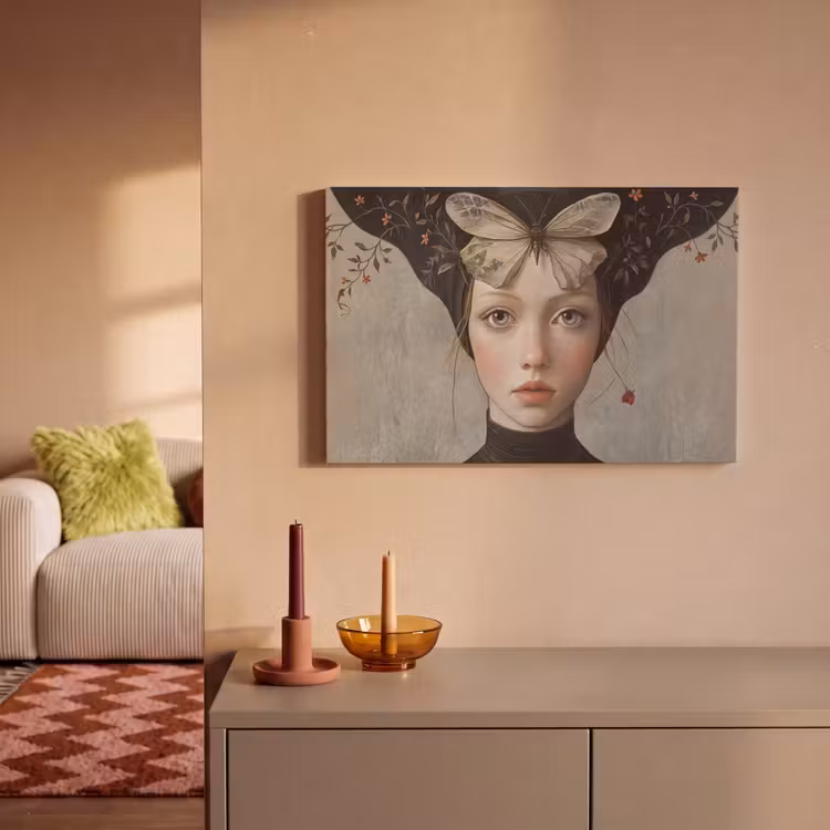 Canvas schilderij - Woman - Butterfly - Art - Classic - Muted — 2