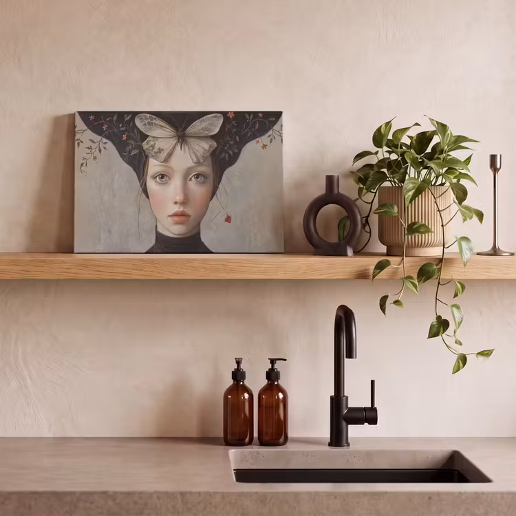 Canvas schilderij - Woman - Butterfly - Art - Classic - Muted — 3