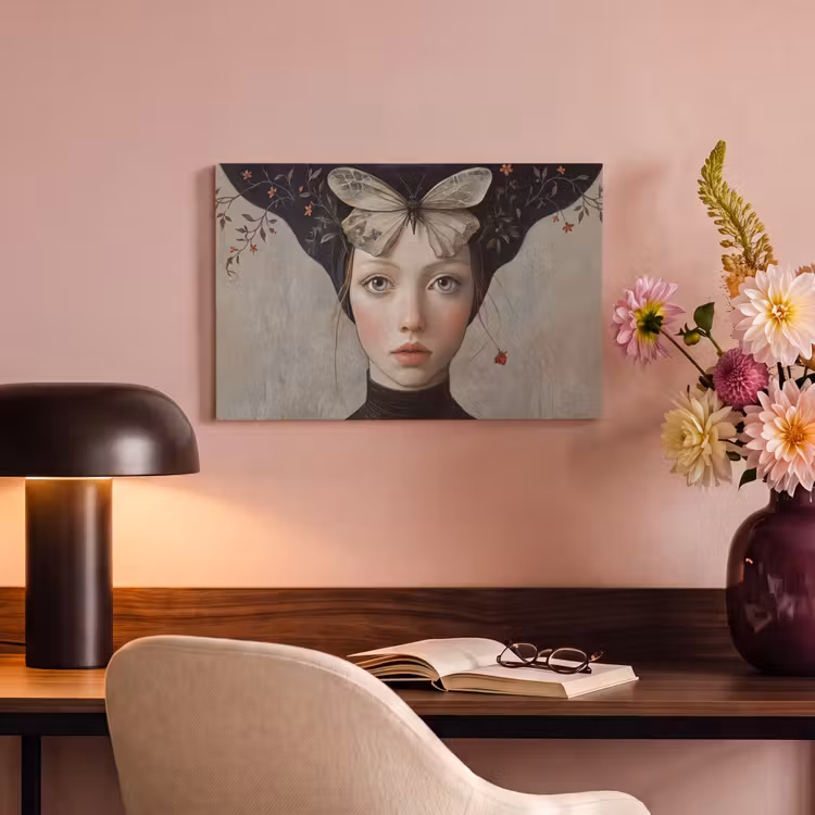 Canvas schilderij - Woman - Butterfly - Art - Classic - Muted — 4