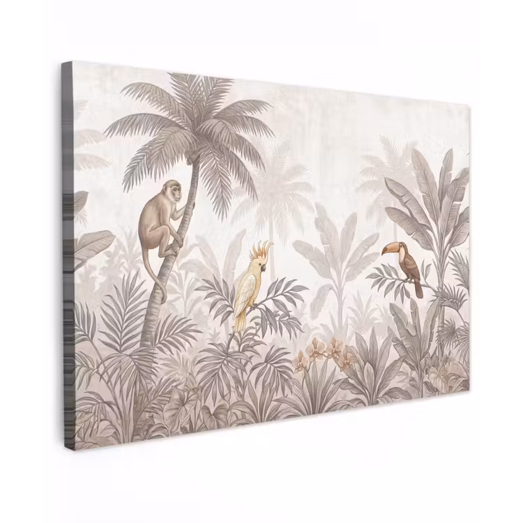 Canvas schilderij - Jungle - Dieren - Palmbomen — 1