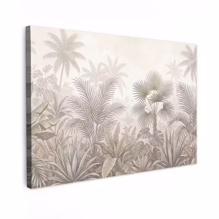 Canvas schilderij - Jungle - Tropisch - Natuur -Vintage - Beige — 1