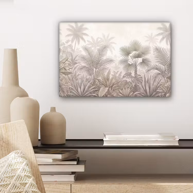 Canvas schilderij - Jungle - Tropisch - Natuur -Vintage - Beige — 5