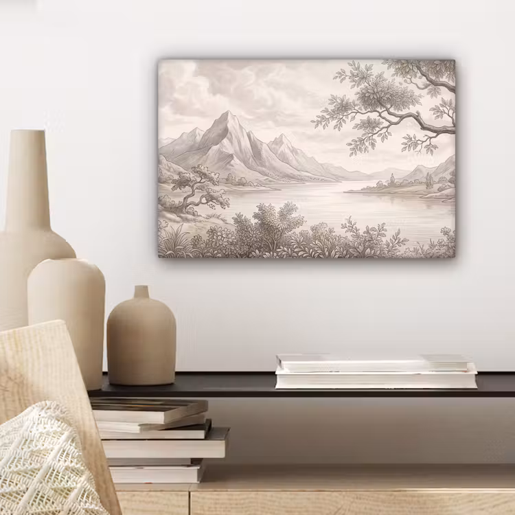 Canvas schilderij - Landschap - Bergen - Meer - Natuur — 5