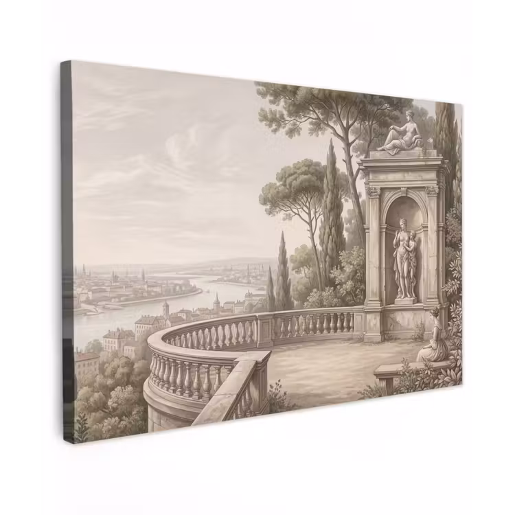 Canvas schilderij - Terras - Stad - Uitzicht - Rivier — 1