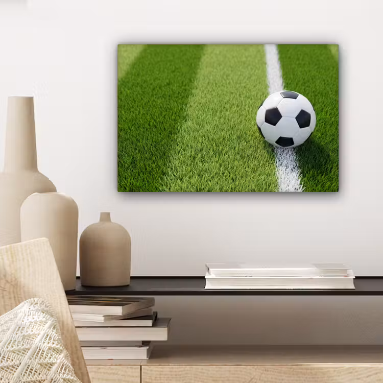 Canvas schilderij - Voetbal - Grasveld - Sport - Groen — 5