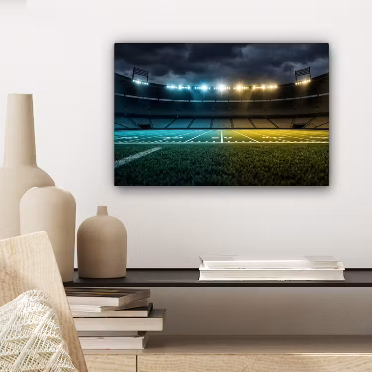 Canvas schilderij - Voetbal - Stadion - Nacht - Modern — 5