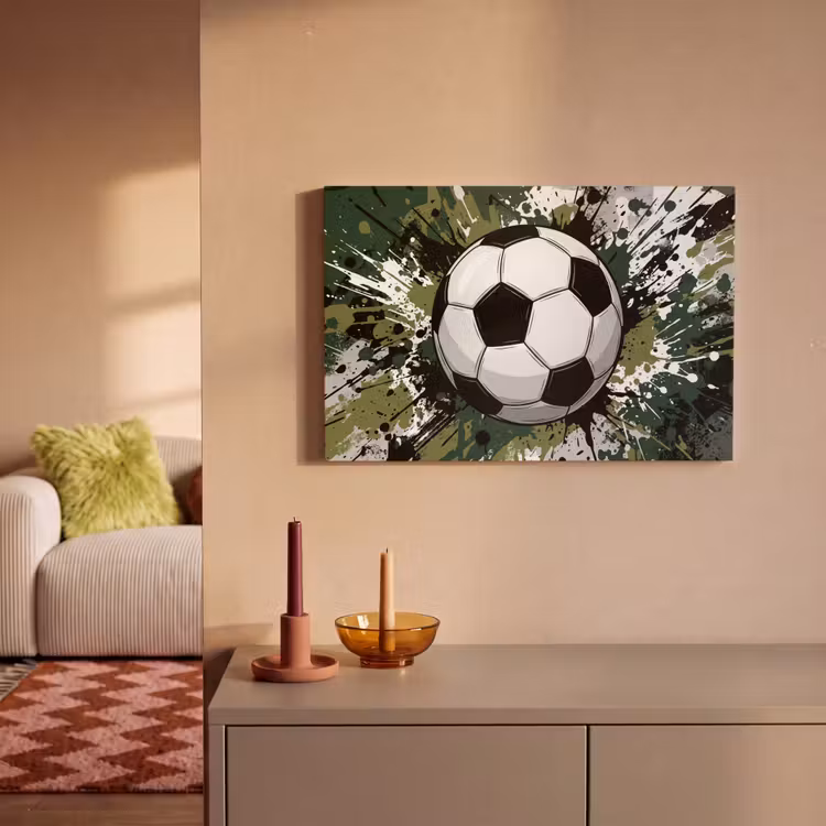 Canvas schilderij - Voetbal - Verf - Spetters - Groen — 2