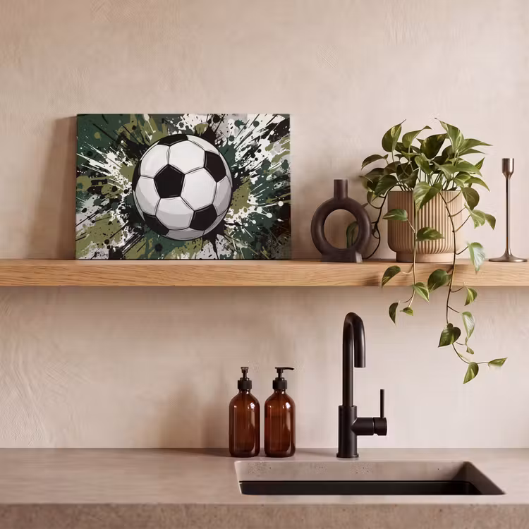 Canvas schilderij - Voetbal - Verf - Spetters - Groen — 3
