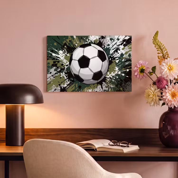 Canvas schilderij - Voetbal - Verf - Spetters - Groen — 4
