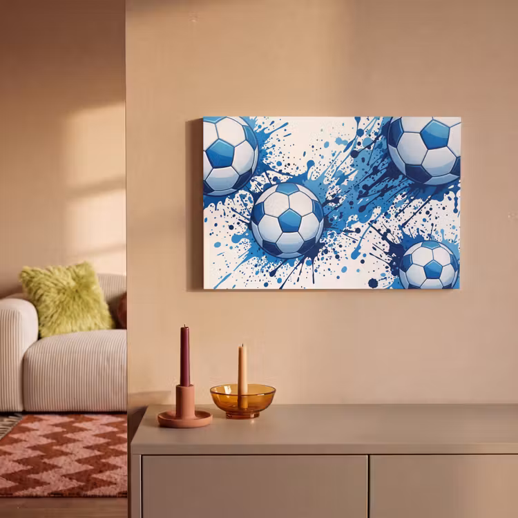 Canvas schilderij - Voetballen - Verf - Sport - Blauw — 2