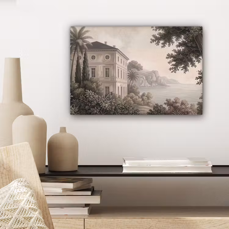 Canvas schilderij - Zee - Villa - Beige — 5