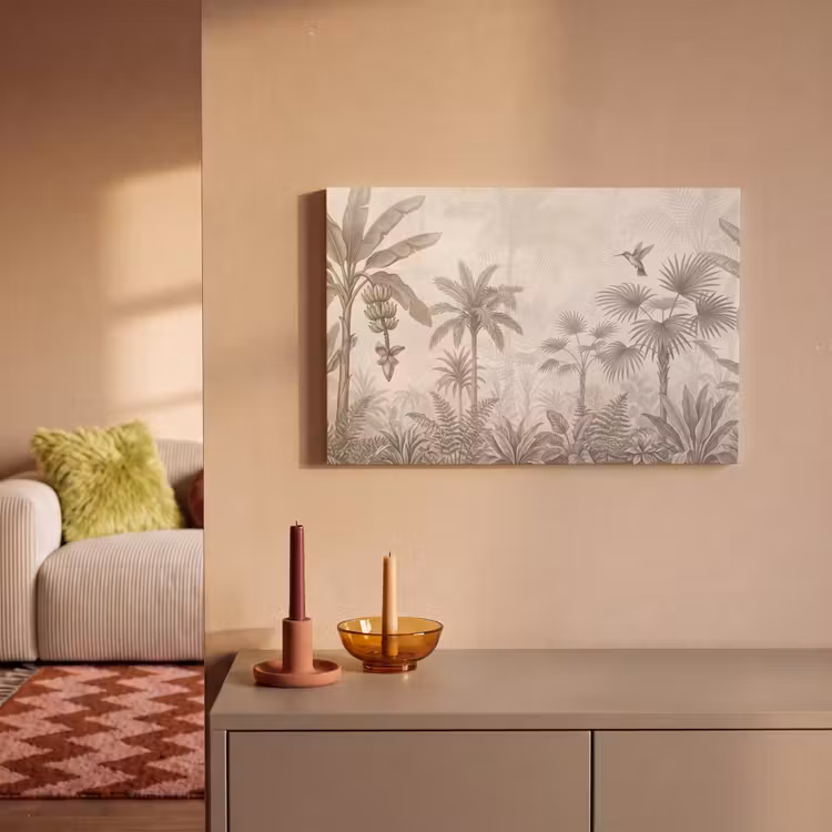 Canvas schilderij - Jungle - Banenboom - Kolibrie - Beige — 2